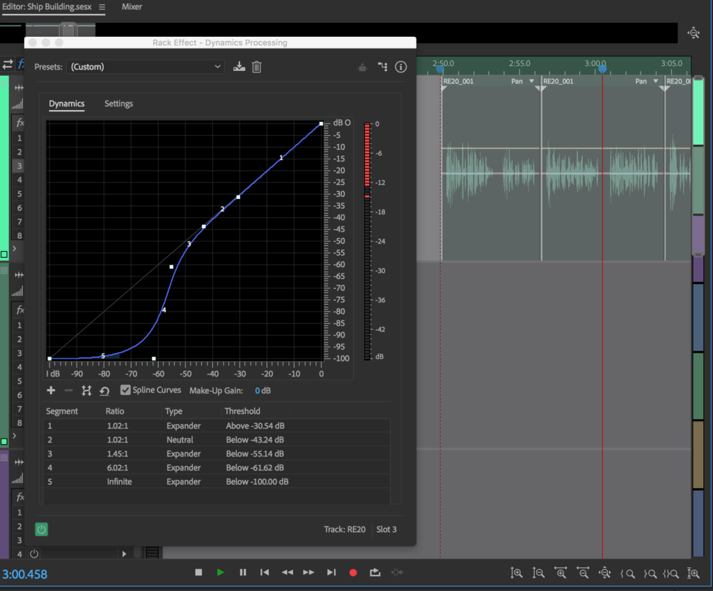 How to use a noise gate curve